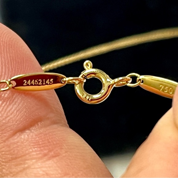 TIFFANY & CO / ELSA PERETTI 18K GOLD DIAMOND BY THE YARD PENDANT NECKLACE .24CT - Picture 8 of 12